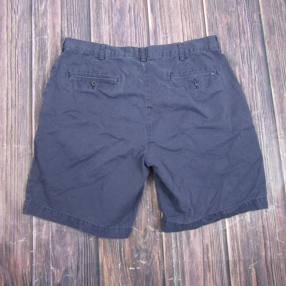 Polo Ralph Lauren Chino Shorts Mens 36 Blue Cotton Flat Front Pockets Casual